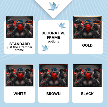Paint by Numbers on a 40×50 cm Frame – Three Monkeys – Animals – LW 3198