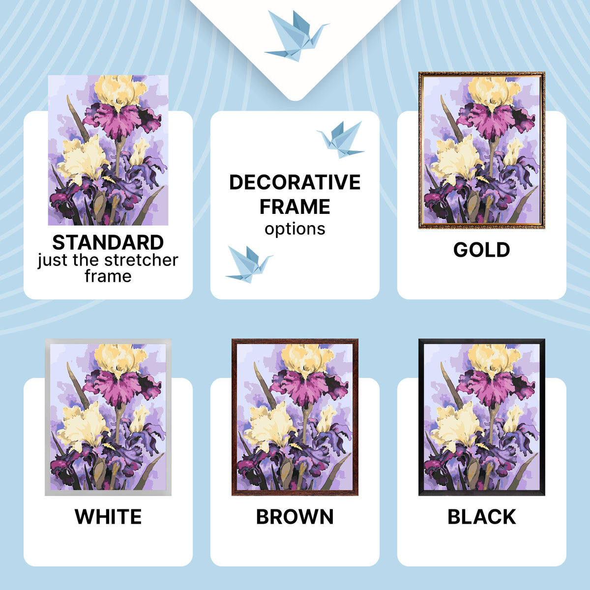 Paint by numbers – yellow and purple irises
