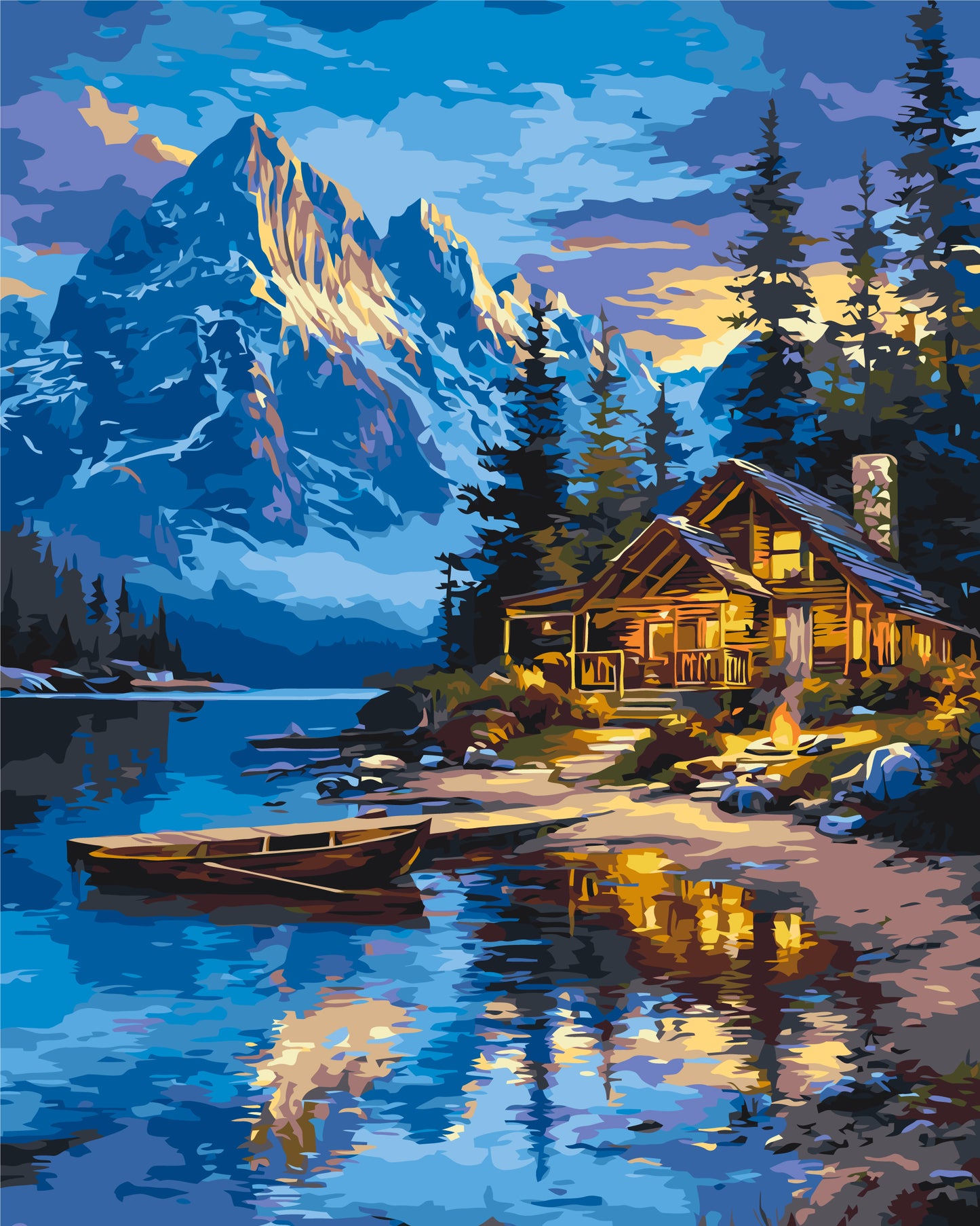 Maľovanie podľa čísel na ráme 40*50 cm - Dom pri jazere - Krajinka - LW 3207-01