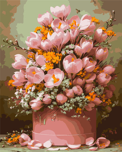 Maľovanie podľa čísel na ráme 40*50 cm - Ružové tulipány - Kvety - LW 3212-01