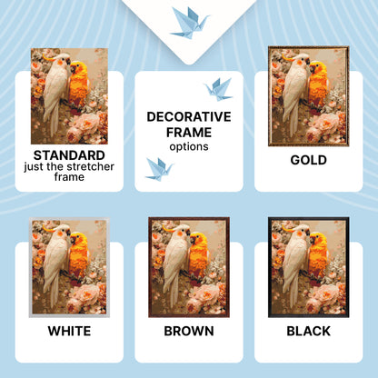 Paint by Numbers on a 40×50 cm Frame – Pair of Parrots – Flowers/Animals – LW 3271-01
