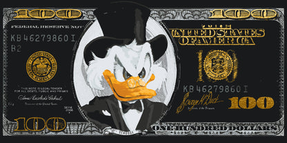 Paint by Numbers on a 40*80 cm frame Scrooge McDuck. Black dollar. With metallic paints (gold) LW 3287