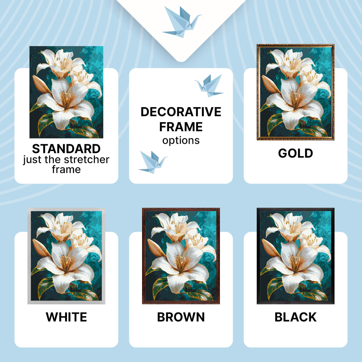Paint by numbers – white lily with gold