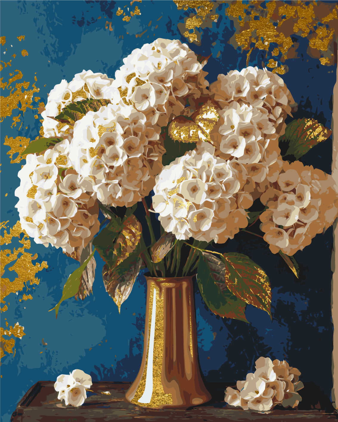 Paint by numbers on a 40*50 cm frame Flowers. Hydrangea bouquet with Metallic Paints LW 3295