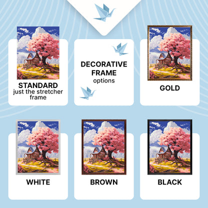 Paint by Numbers on a 40×50 cm Frame – Pink Tree in the Forest – Landscape – LW 3296