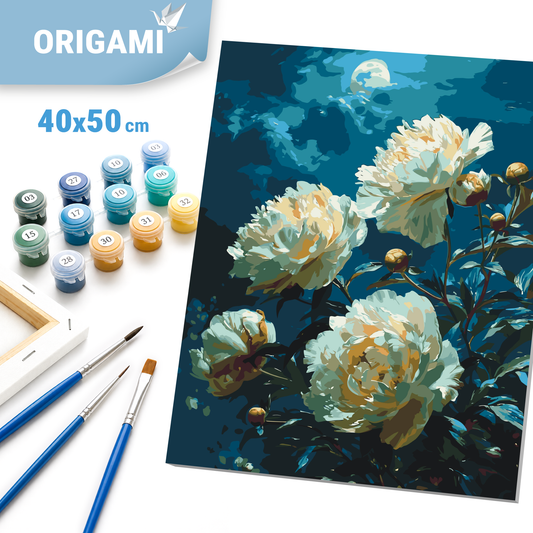 Paint by Numbers on a 40*50 cm frame - Peonies under the Moon LW 3297