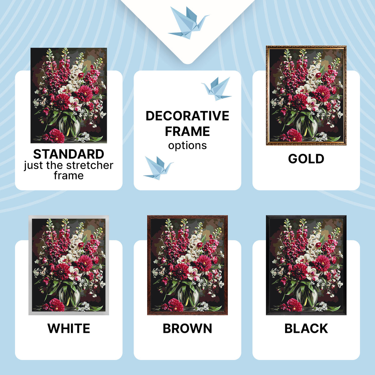 Paint by Numbers on a 40×50 cm Frame – Enchanting Bouquet – Flowers – LW 3298-01