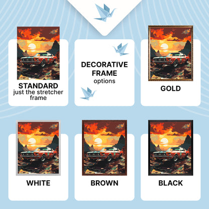 Paint by Numbers on a 40×50 cm Frame – Mustang at Sunset – Landscape – LW 3314