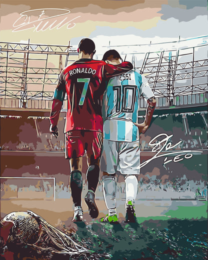 Paint by Numbers on frame 40*50 cm - Football. Two legends: Ronaldo and Messi LW 3322