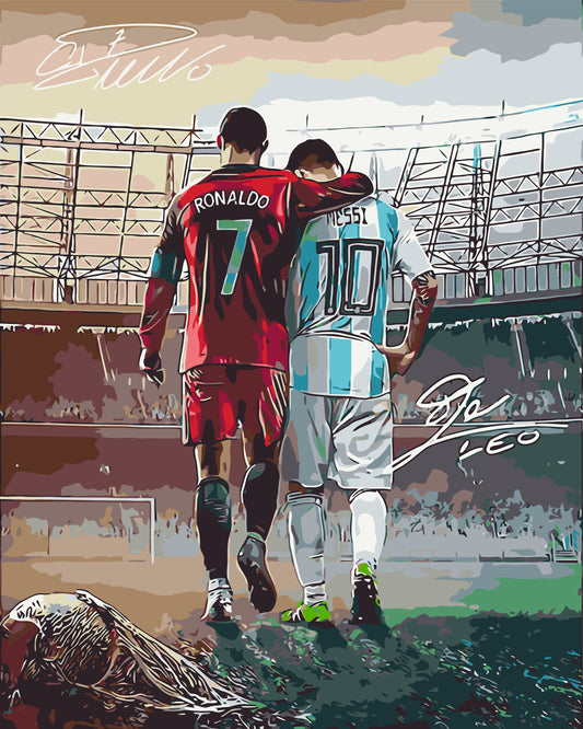 Paint by Numbers on frame 40*50 cm - Football. Two legends: Ronaldo and Messi LW 3322