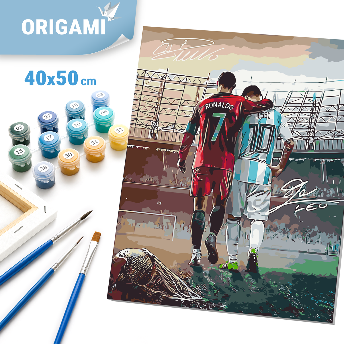 Paint by Numbers on frame 40*50 cm - Football. Two legends: Ronaldo and Messi LW 3322