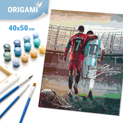 Paint by Numbers on frame 40*50 cm - Football. Two legends: Ronaldo and Messi LW 3322