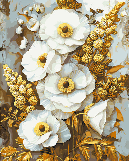 Paint by Numbers on canvas 40*50 cm Noble Flowers. With metallic paints LW 3336
