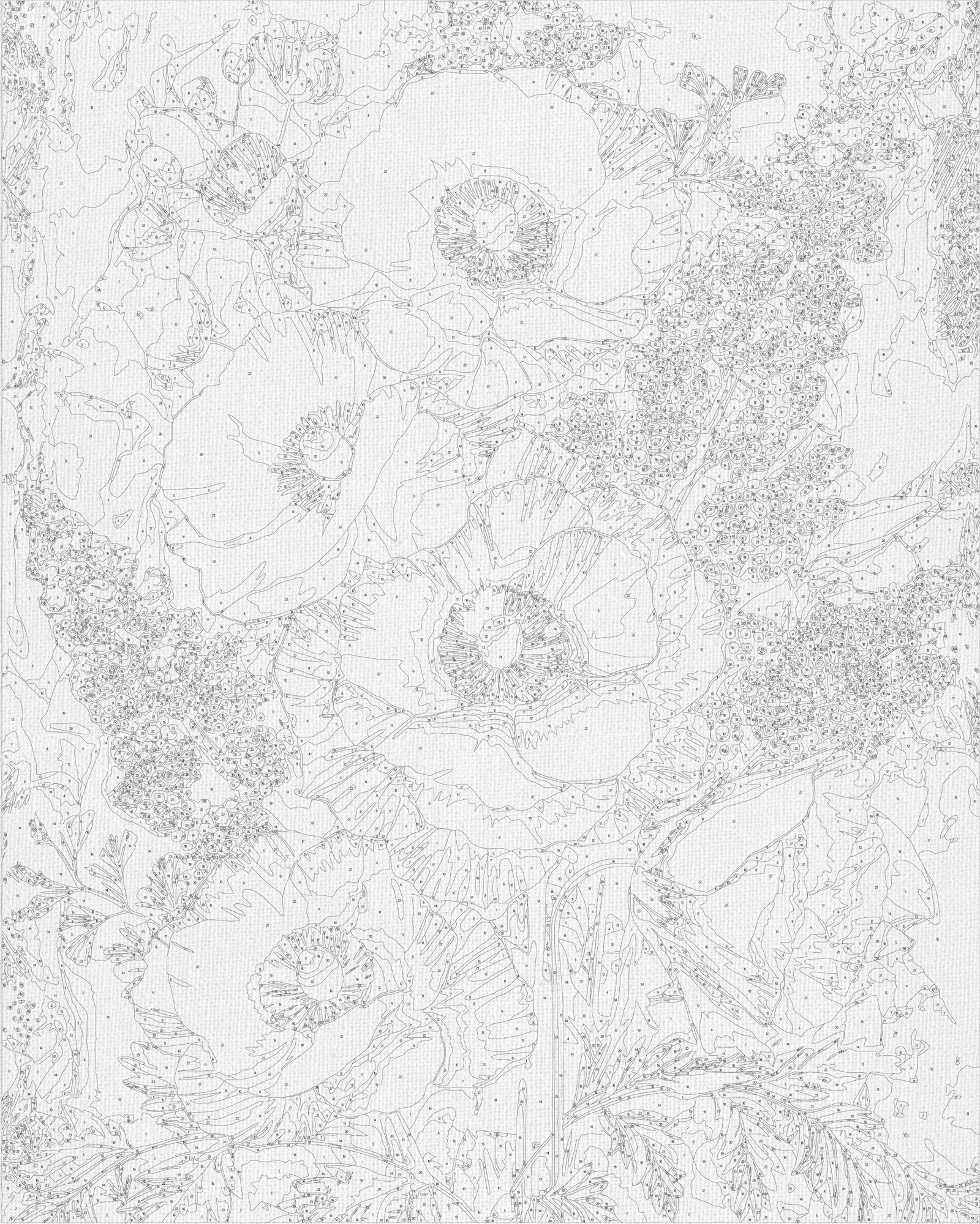 Paint by Numbers on canvas 40*50 cm Noble Flowers. With metallic paints LW 3336