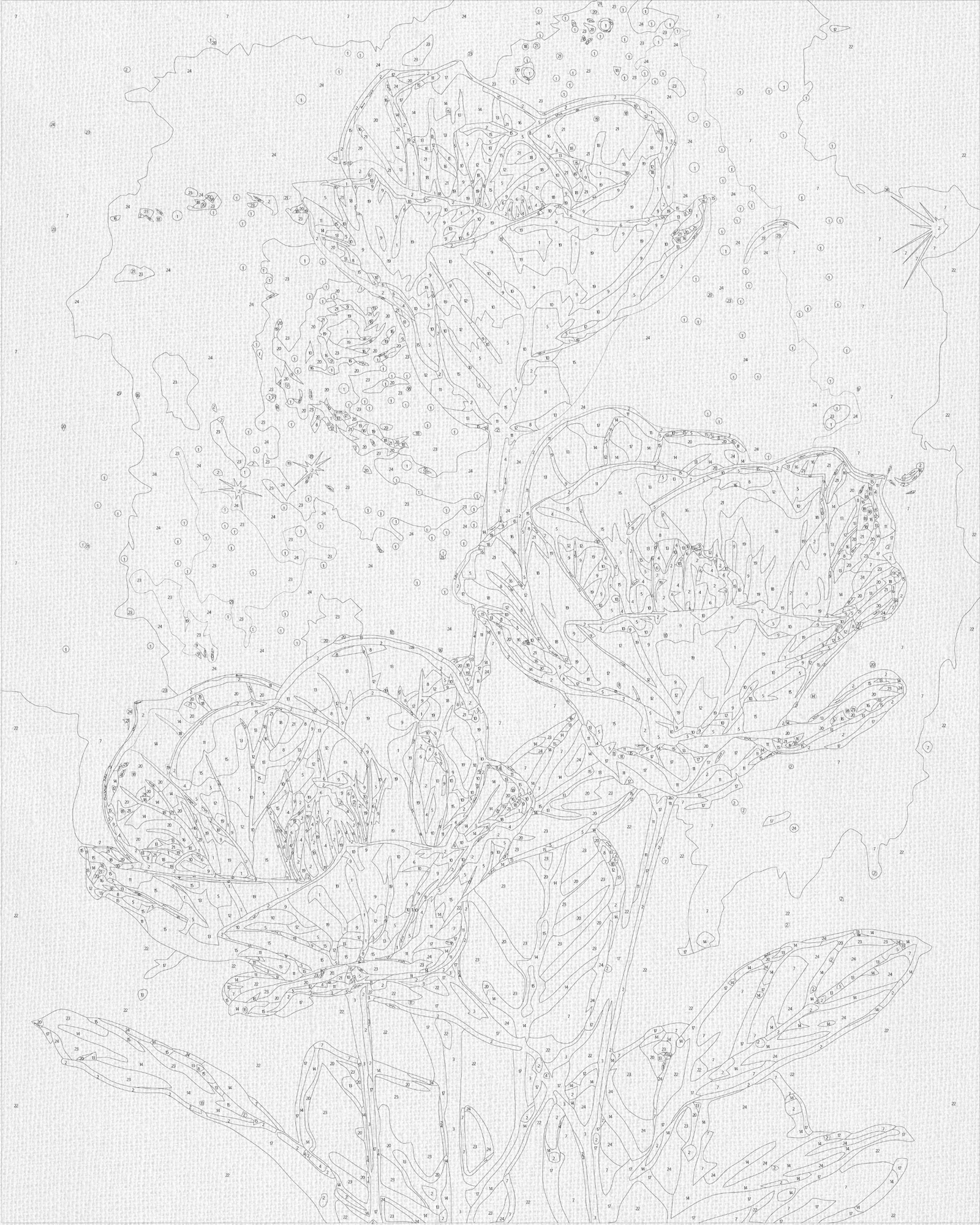 Paint by Numbers on canvas 40*50 cm Flowers Cosmic Asters with Metallic Paints LW 3337