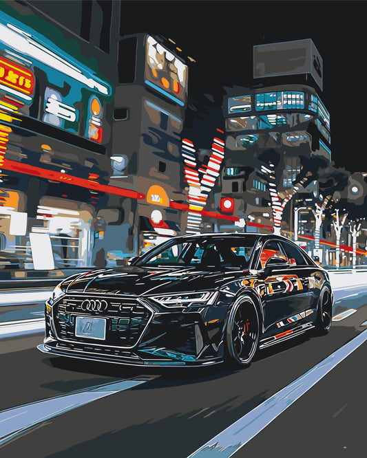 Paint by numbers on a 40*50 cm frame. Cars. Black Audi LW 3402