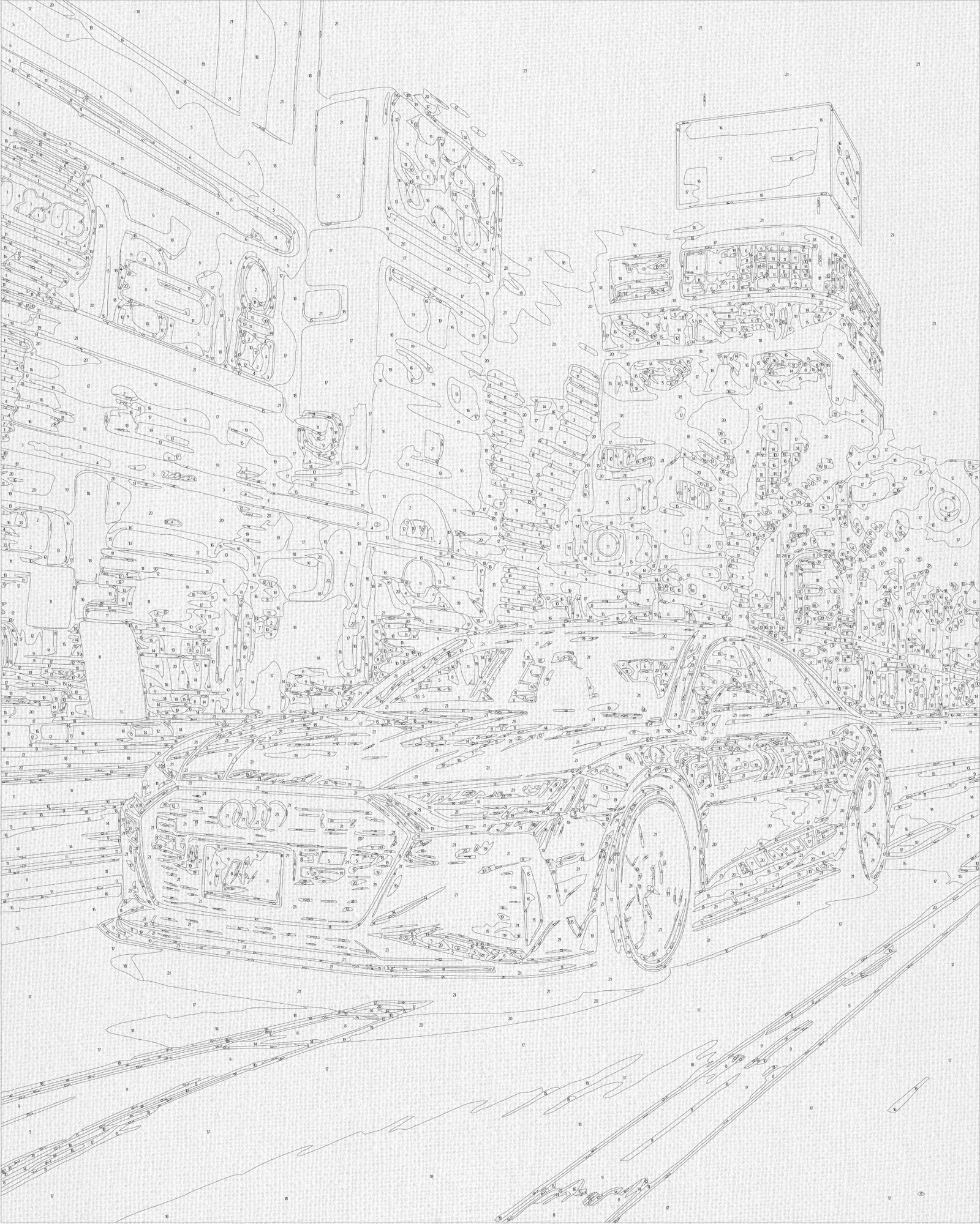 Paint by numbers on a 40*50 cm frame. Cars. Black Audi LW 3402
