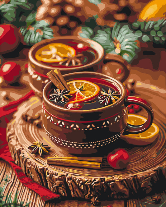 Paint by Numbers on canvas 40*50 cm Christmas – Still life. New Year's Punch LW 3414