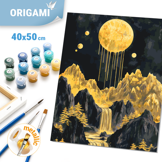 Paint by Numbers on a 40x50 cm frame - Golden Evening - Landscape with Metallic Paints - LW 3427