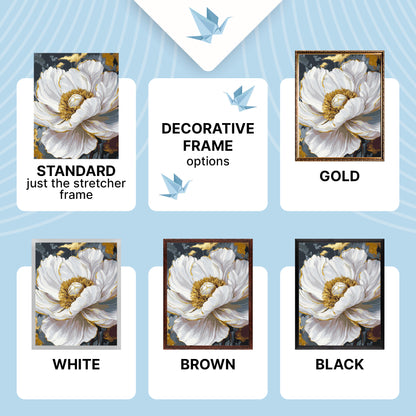 Paint by Numbers on Frame 40*50 cm Flowers. White Peony with Metallic Paints LW 3429