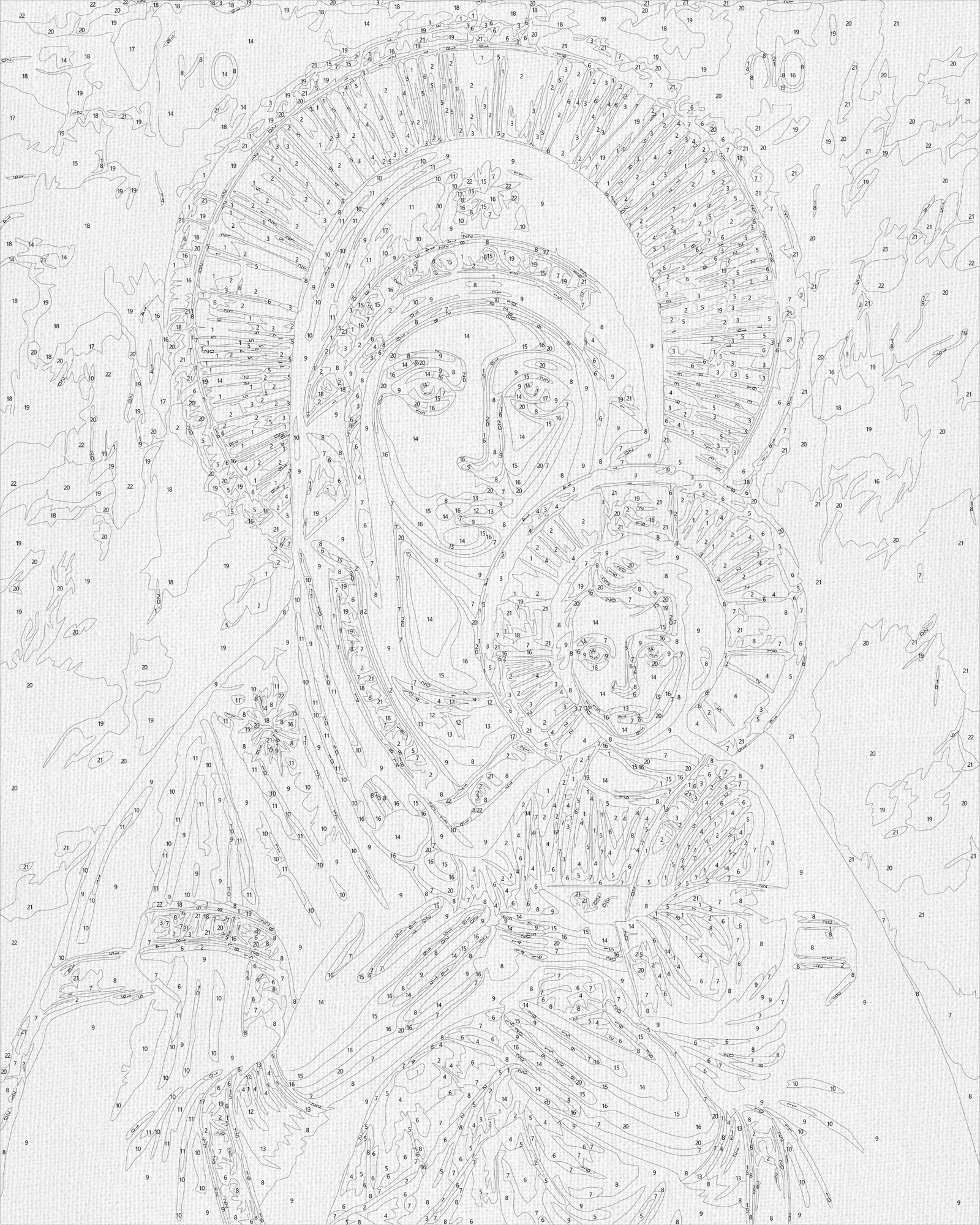Paint by Numbers on a 40*50 cm frame - Religion. Icon of the Mother of God with Metallic Paints LW 3431