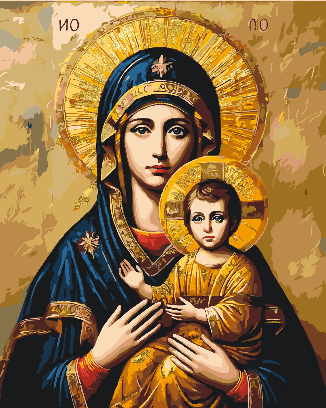 Paint by Numbers on a 40*50 cm frame - Religion. Icon of the Mother of God with Metallic Paints LW 3431