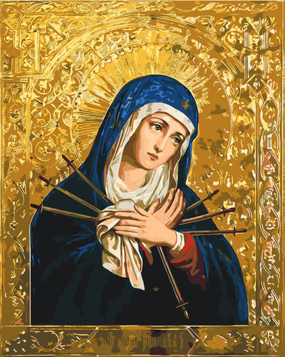 Paint by Numbers on a 40*50 cm frame. Religion. Icon of the Mother of God "Softening of Evil Hearts" with Metallic Paints LW 3434