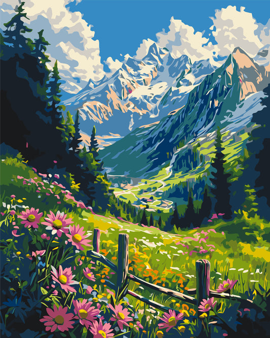 Paint by Numbers on a frame 40*50 cm landscape – Mountain meadow LW 3435