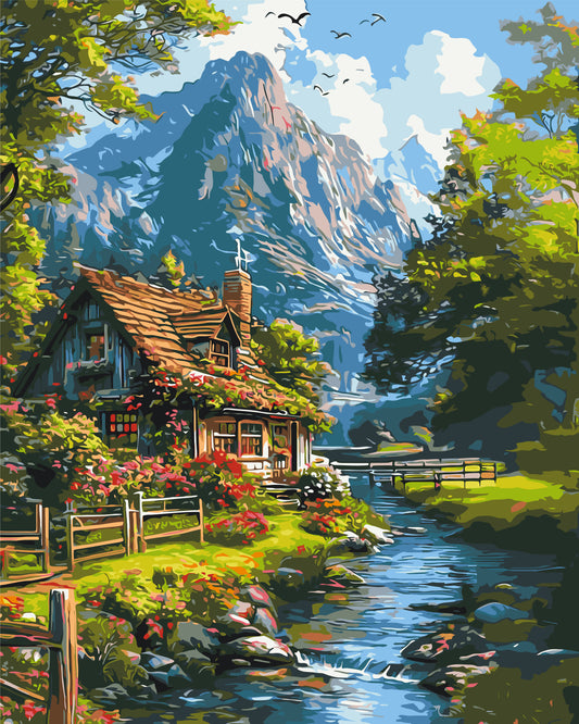 Paint by numbers on frame 40*50 cm landscape – Peaceful mountain life LW 3438
