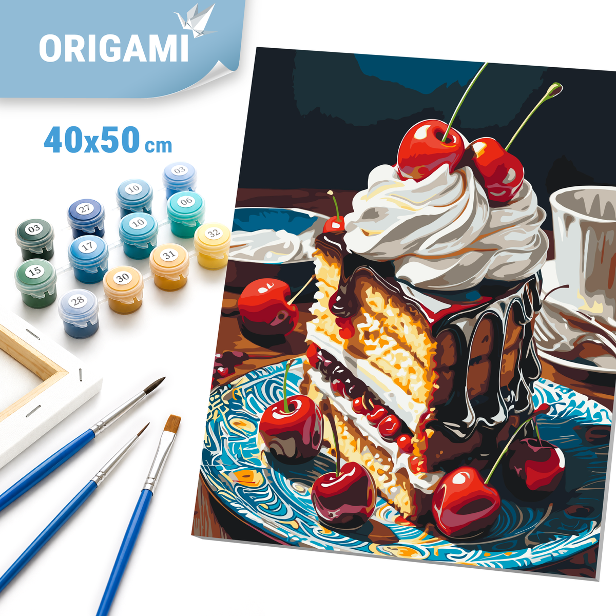 Paint by Numbers on a 40*50 cm frame – Still Life. Cherry Cake LW 3439