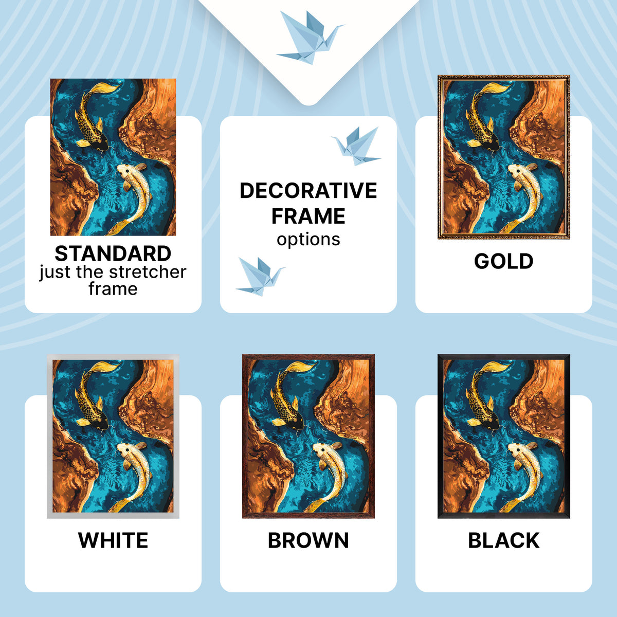 Paint by Numbers on a 40×50 cm Frame – Yin-Yang Fish with Metallic Paints – Animals – LW 3444