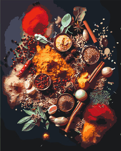 Paint by Numbers on a 40*50 cm frame – Still life. World Spices LW 3451