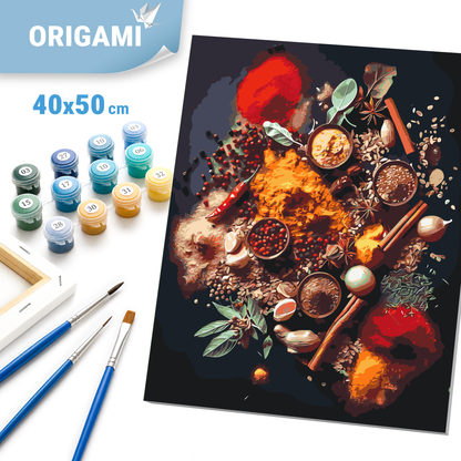 Paint by Numbers on a 40*50 cm frame – Still life. World Spices LW 3451