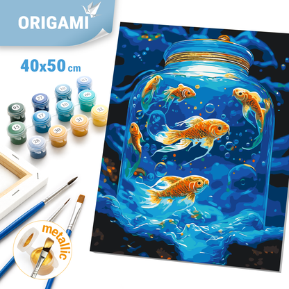 Paint by Numbers on a 40*50 cm frame - Underwater World, fish with metallic colors LW 3460