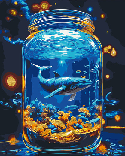 Paint by Numbers on 40*50 cm frame - Underwater World, Whale with Metallic Paints LW 3461