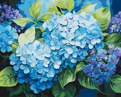 Paint by Numbers on a 40*50 cm frame – Flowers. Blue Hydrangea LW 3489