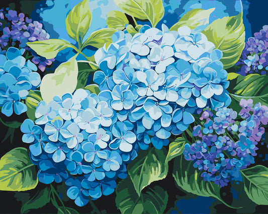 Paint by Numbers on a 40*50 cm frame – Flowers. Blue Hydrangea LW 3489