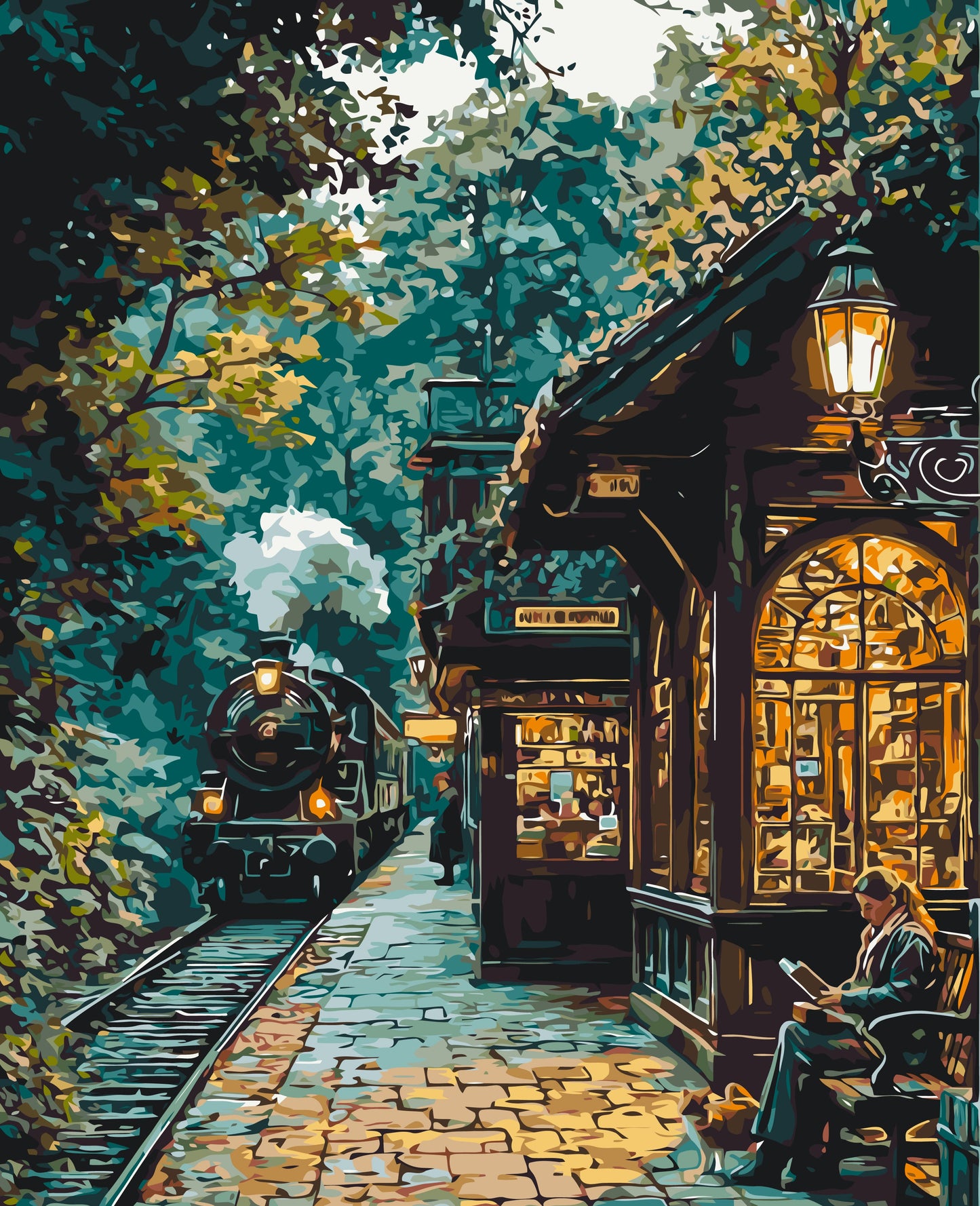 Paint by Numbers on a Frame 40*50 cm – Awaiting the Train. LW 3494