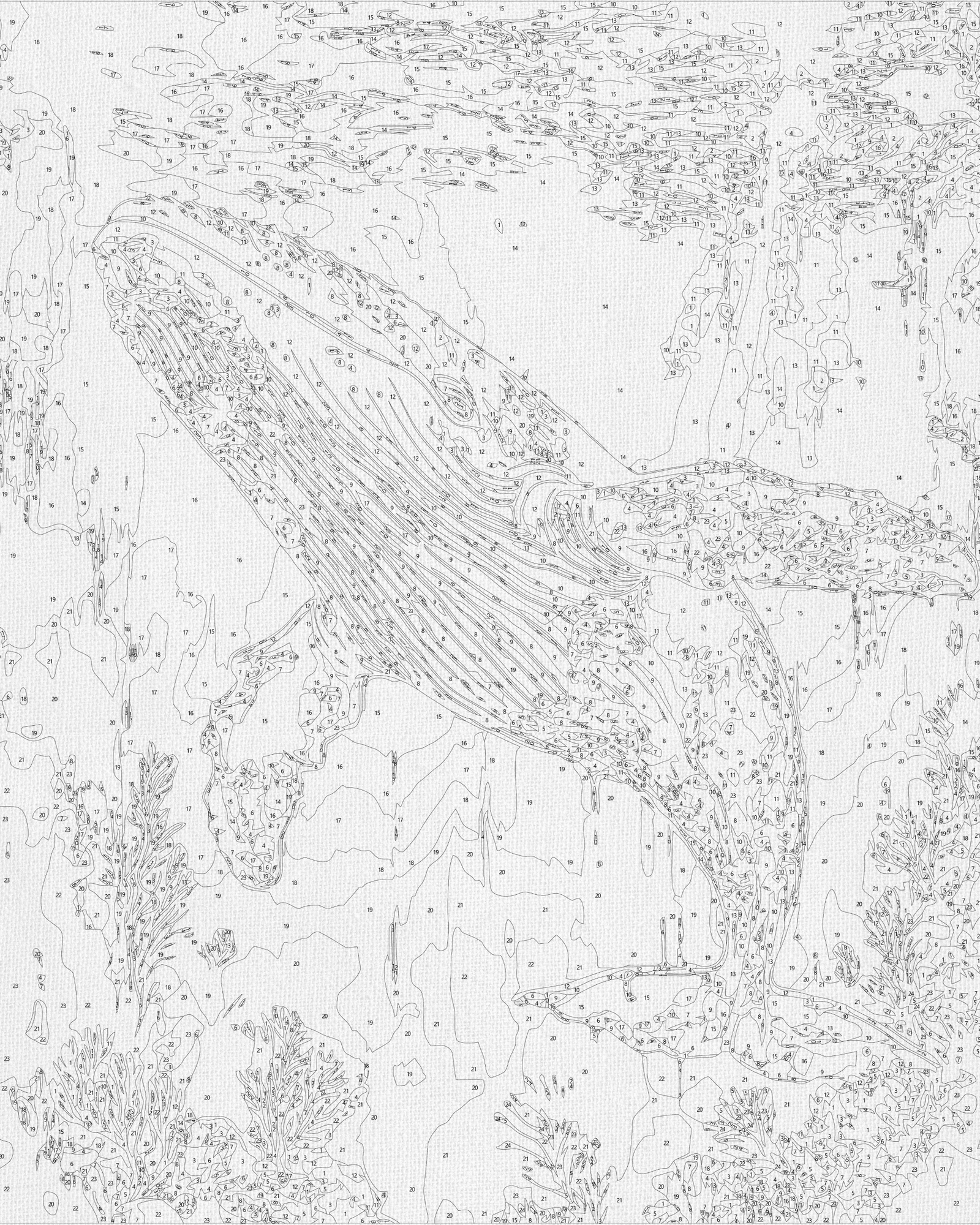Paint by Numbers on a 40*50 cm frame Undersea world, whale with Metallic Paints LW 3495