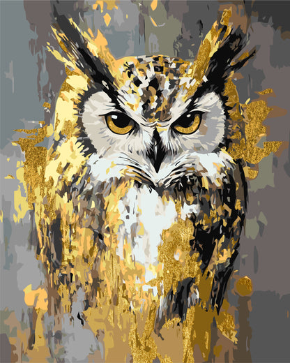 Paint by Numbers on a 40*50 cm frame Animals. Owl with Metallic Paints LW 3528