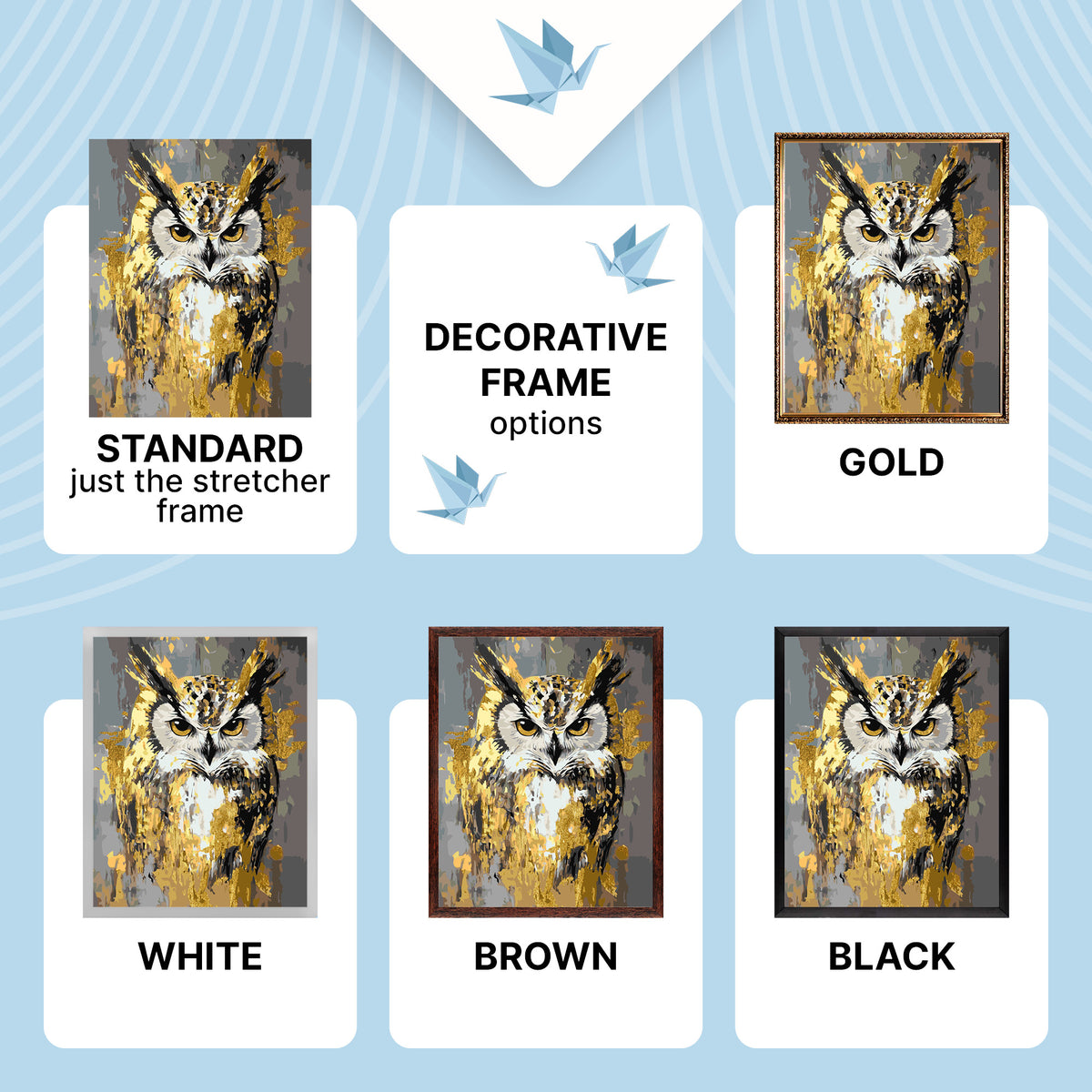 Paint by Numbers on a 40*50 cm frame Animals. Owl with Metallic Paints LW 3528