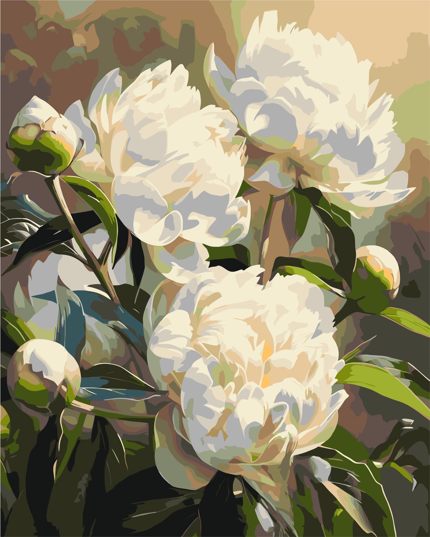 Paint by Numbers on a 40*50 cm frame – Flowers. Peony Harmony LW 3533