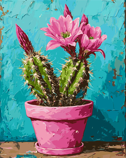 Paint by Numbers on a 40*50 cm Frame – Flowers. Pink Cactus LW 3534