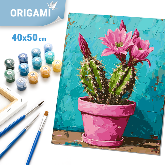 Paint by Numbers on a 40*50 cm Frame – Flowers. Pink Cactus LW 3534