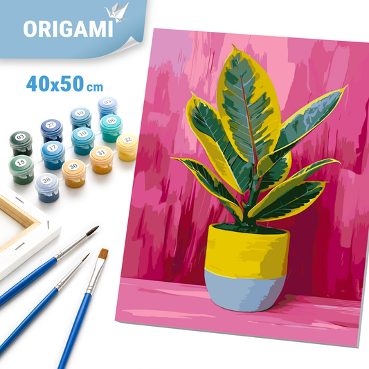 Maľovanie podľa čísel na ráme 40*50 cm - Žiarivý fikus - Kvety - LW 3536
