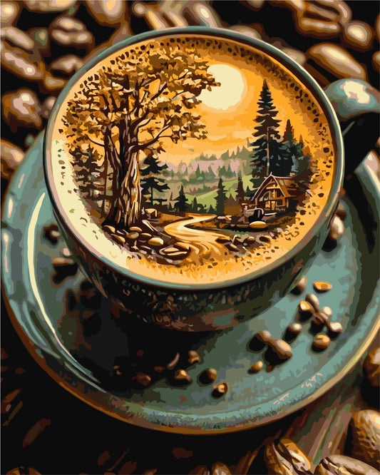 Paint by Numbers on canvas 40*50 cm Still life. Coffee with the Scent of the Forest LW 3541