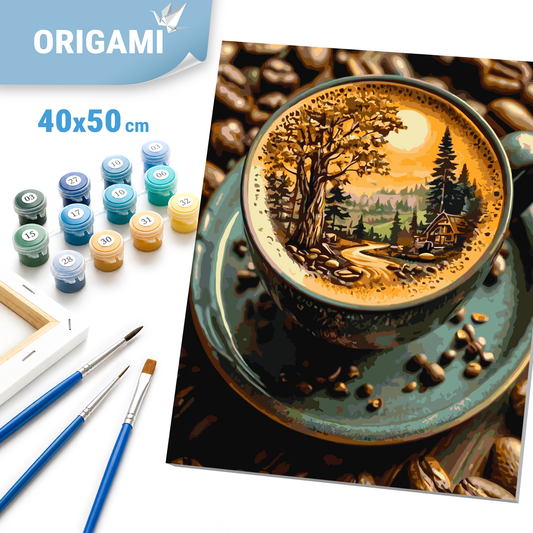 Paint by Numbers on canvas 40*50 cm Still life. Coffee with the Scent of the Forest LW 3541
