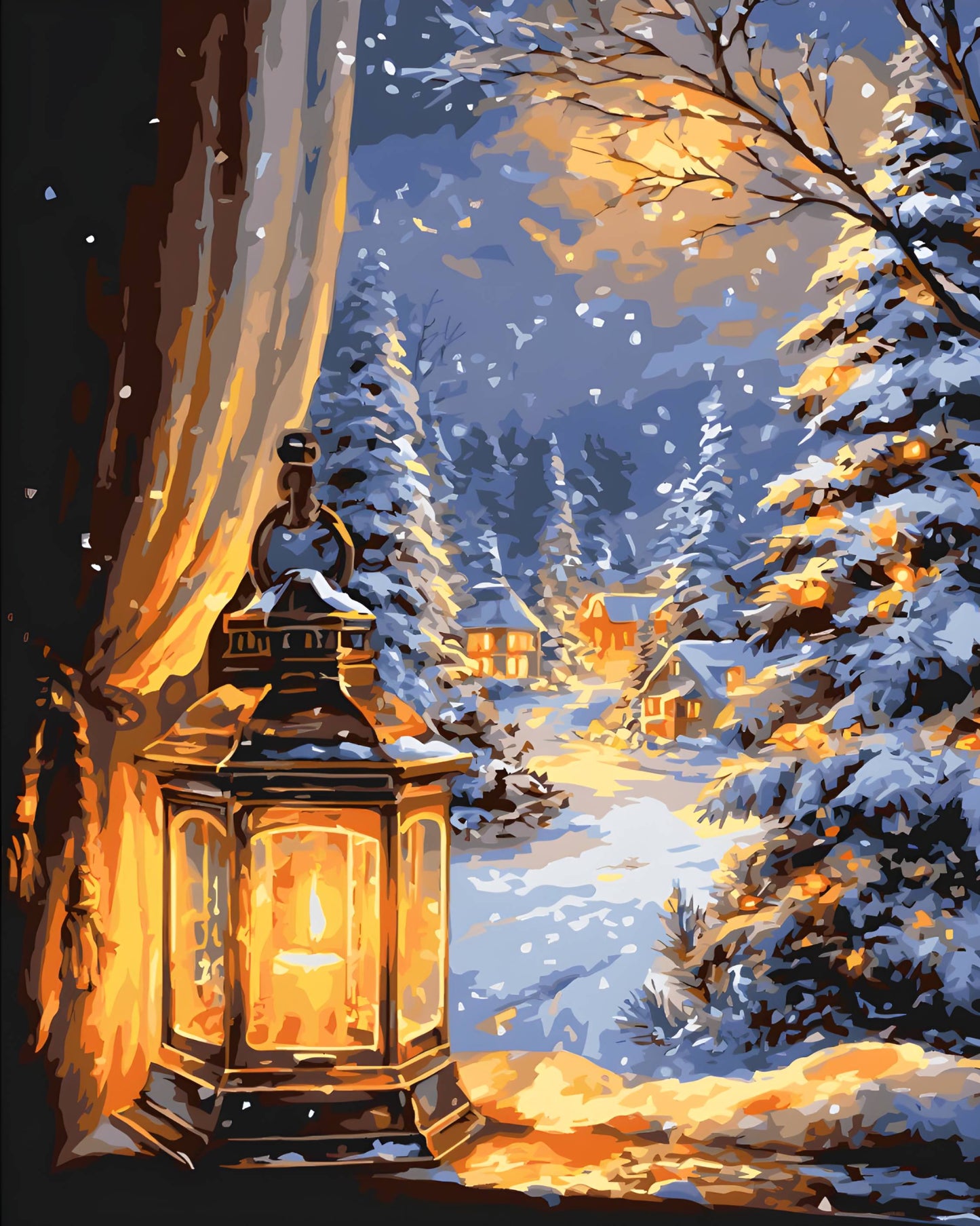 Paint by Numbers on a 40*50 cm frame. Landscape. Winter Night LW 3549