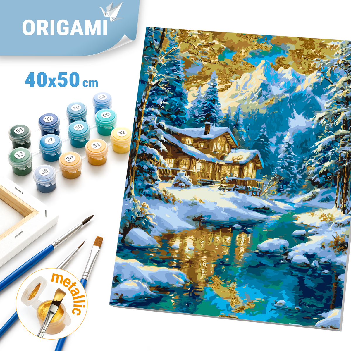 Paint by Numbers on a 40*50 cm frame Winter landscape with Metallic Paints LW 3554