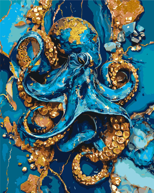 Paint by Numbers on a 40*50 cm frame Octopus with Metallic Paints LW 3556